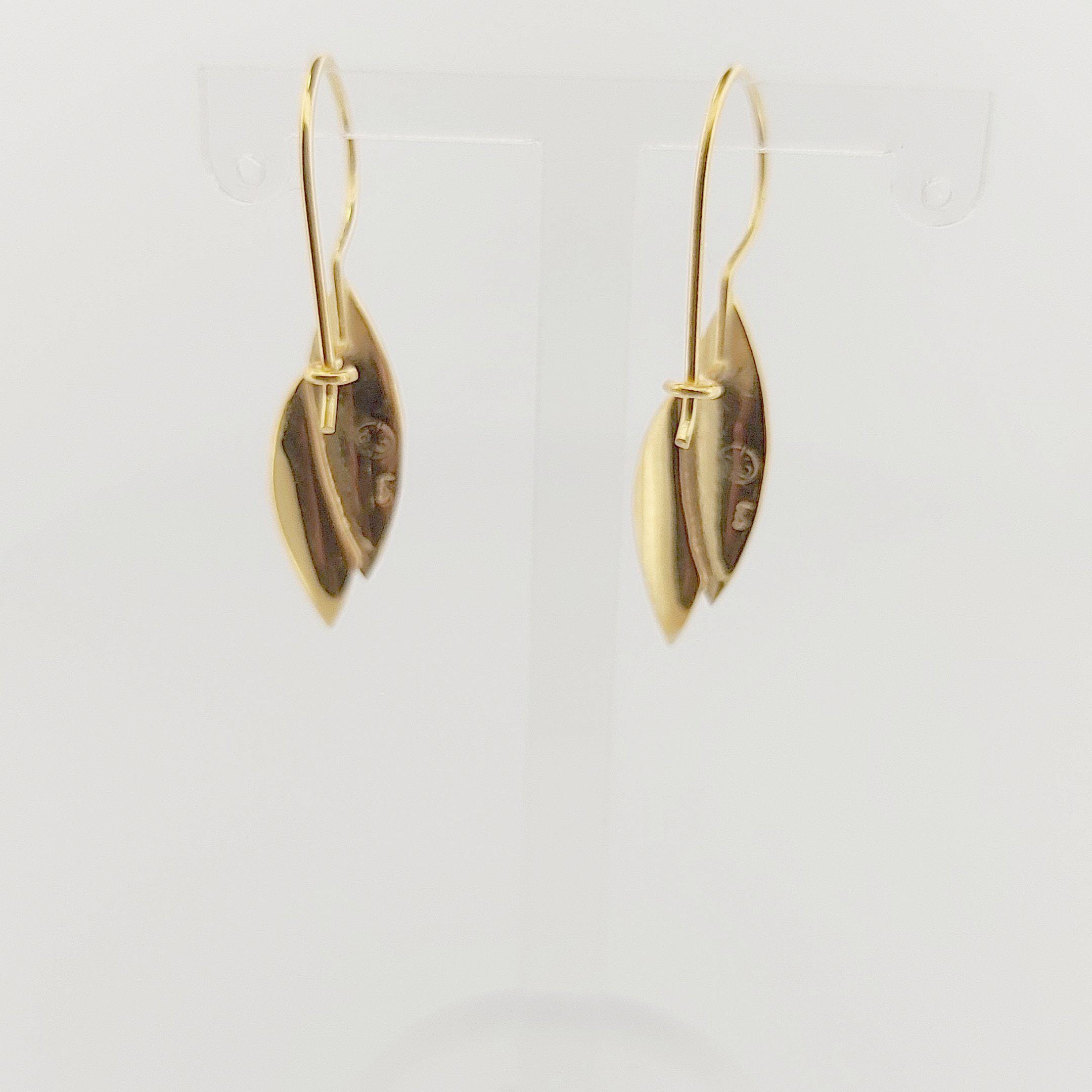 Olive Leaf Dangle Earrings, Gold Plated, Greek Inspired Design