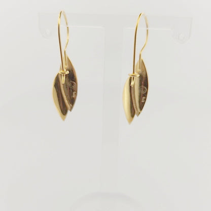 Olive Leaf Dangle Earrings, Gold Plated, Greek Inspired Design