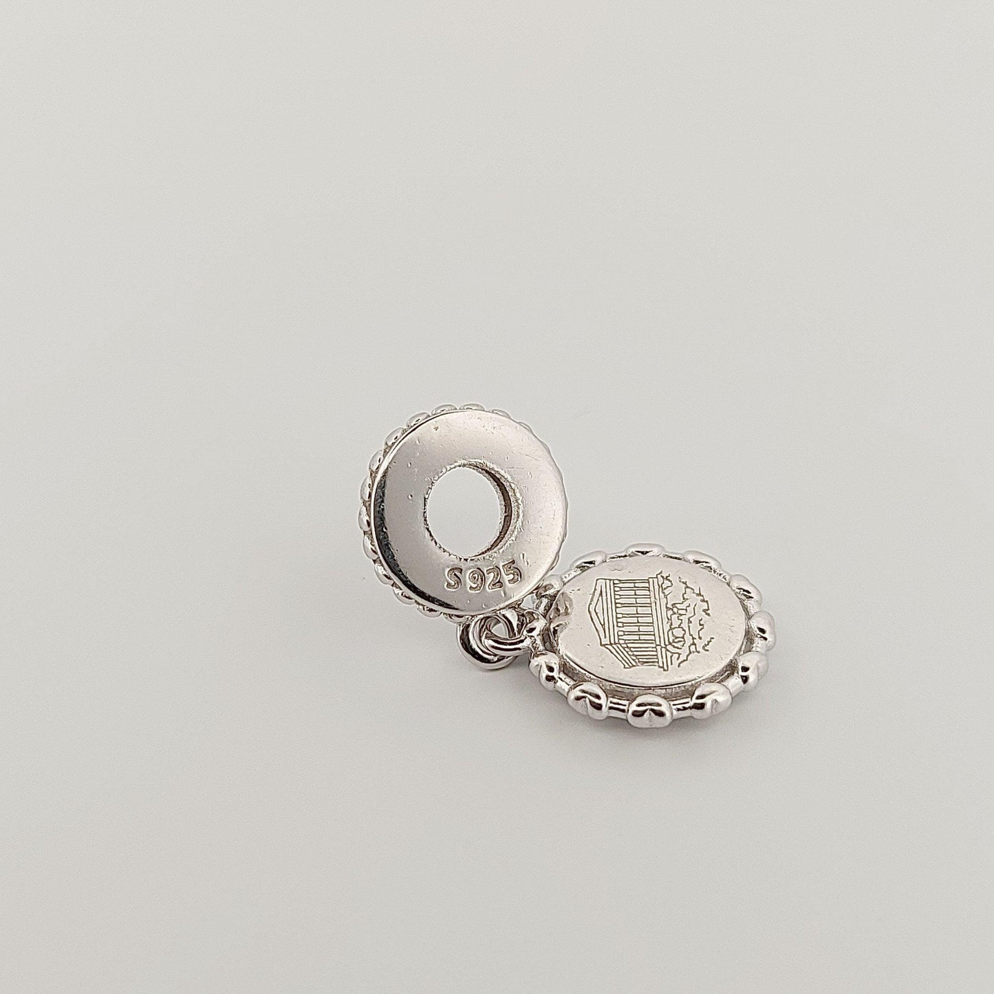 Greek Temple Parthenon Acropolis, Silver Charm for Bracelet, Fits Pandora Bracelets