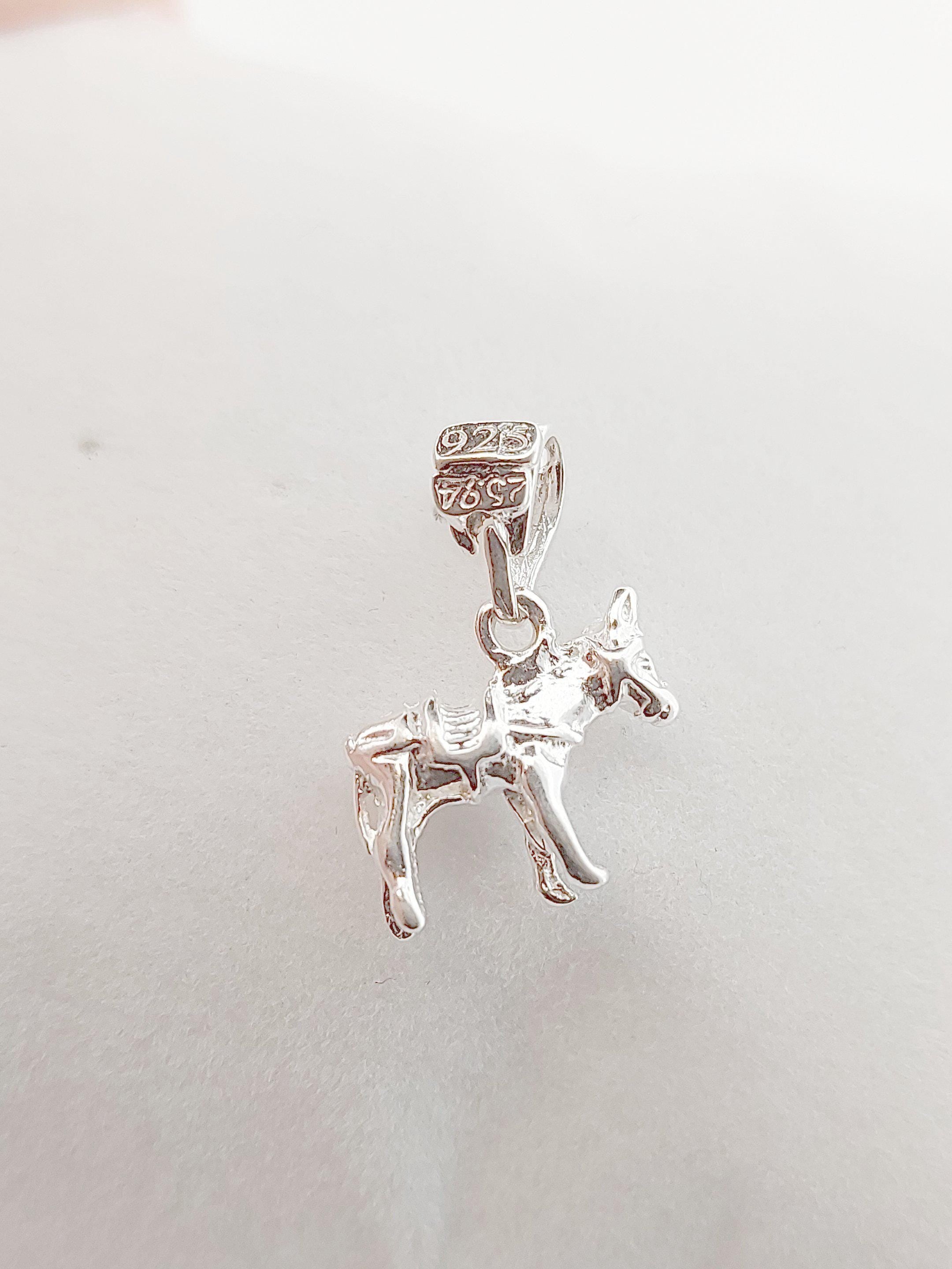 Sterling Silver Greek Donkey Pendant: 925 Mule Charm