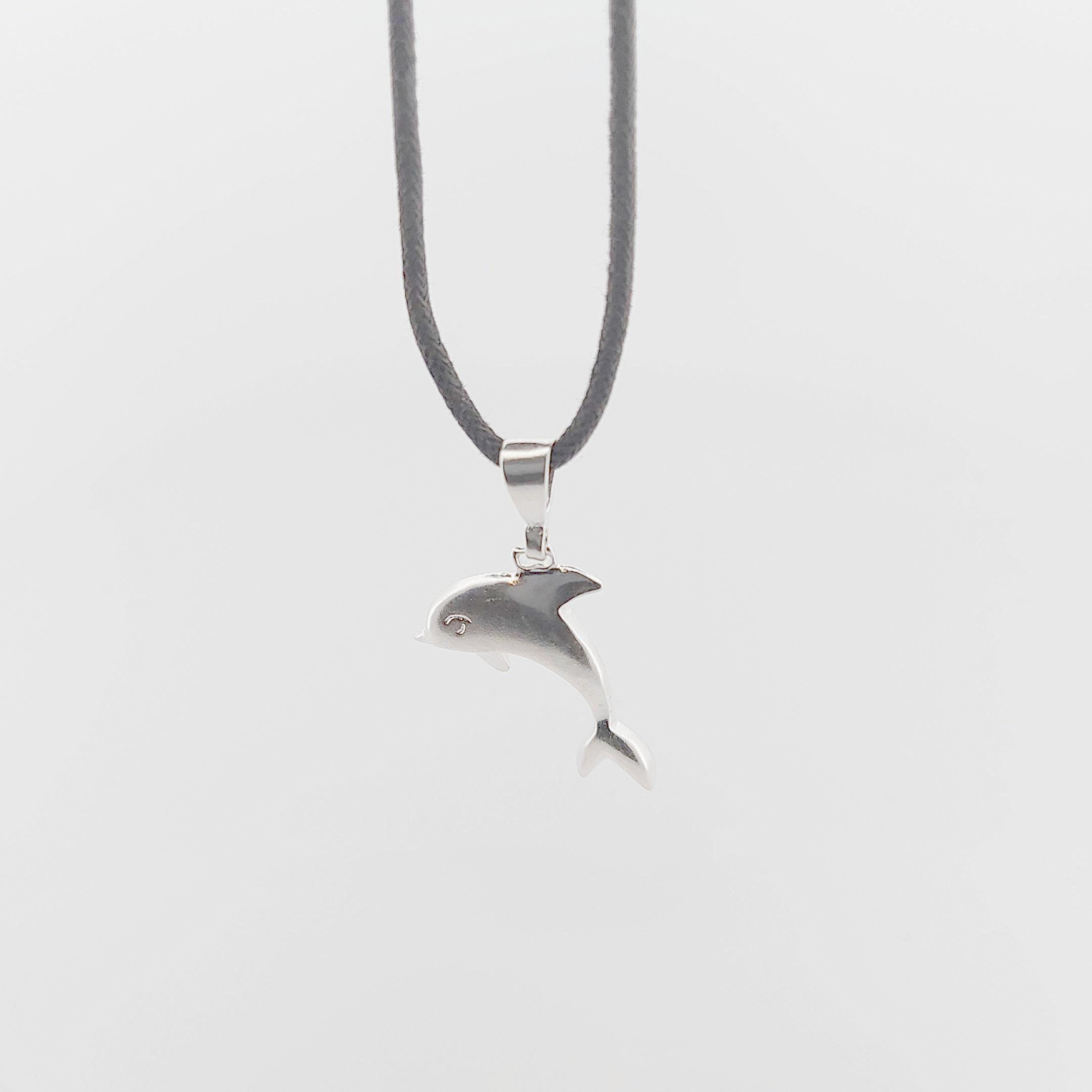 Silver Dolphin Pendant Necklace Sterling Silver Greek Jewelry Ocean Animal Gift
