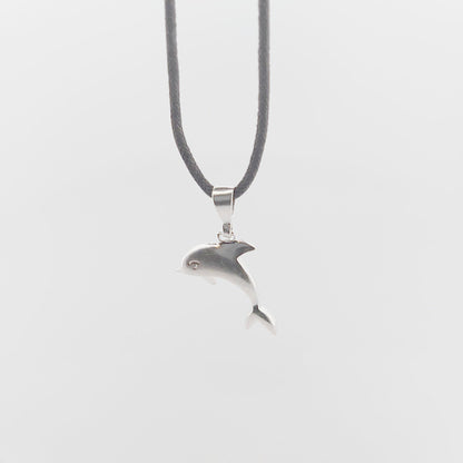 Silver Dolphin Pendant Necklace Sterling Silver Greek Jewelry Ocean Animal Gift