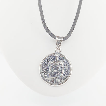 Leonidas Spartan Warrior Sterling Silver Medallion Pendant, Ancient Greek King Design