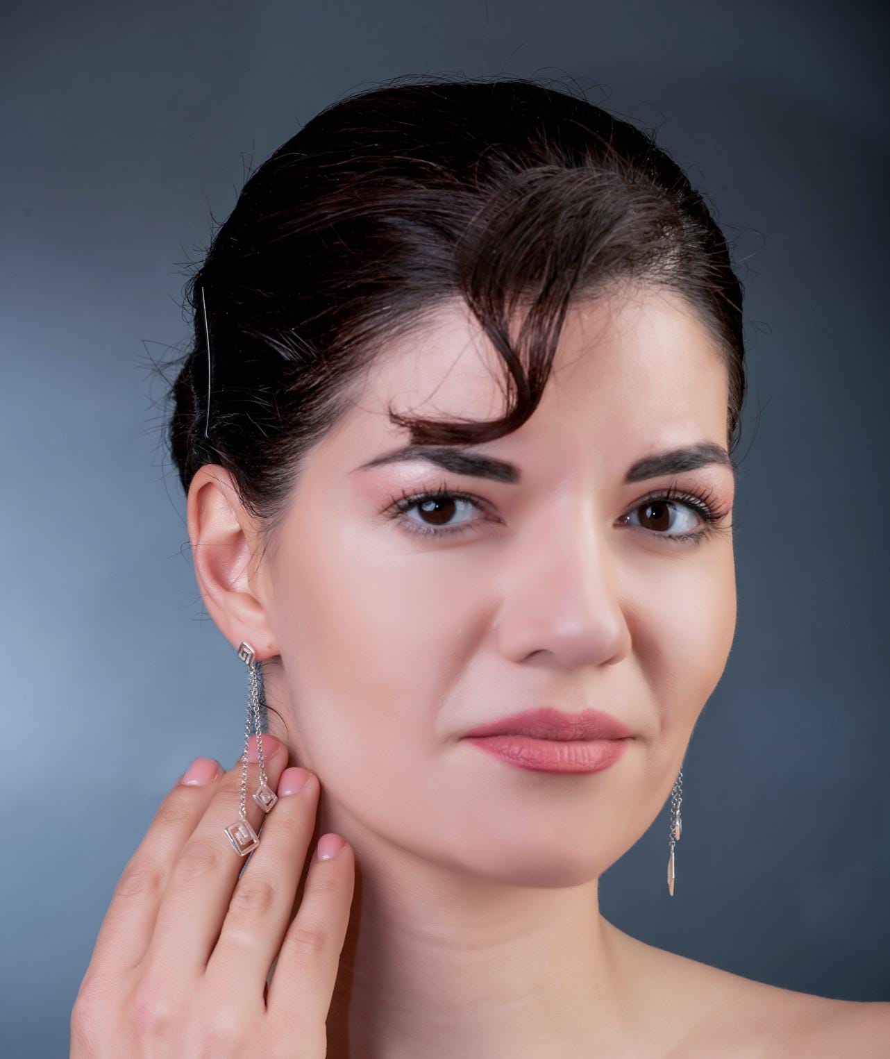 Sterling Silver Greek Key Dangle Earrings: Chain Drop Meander Design