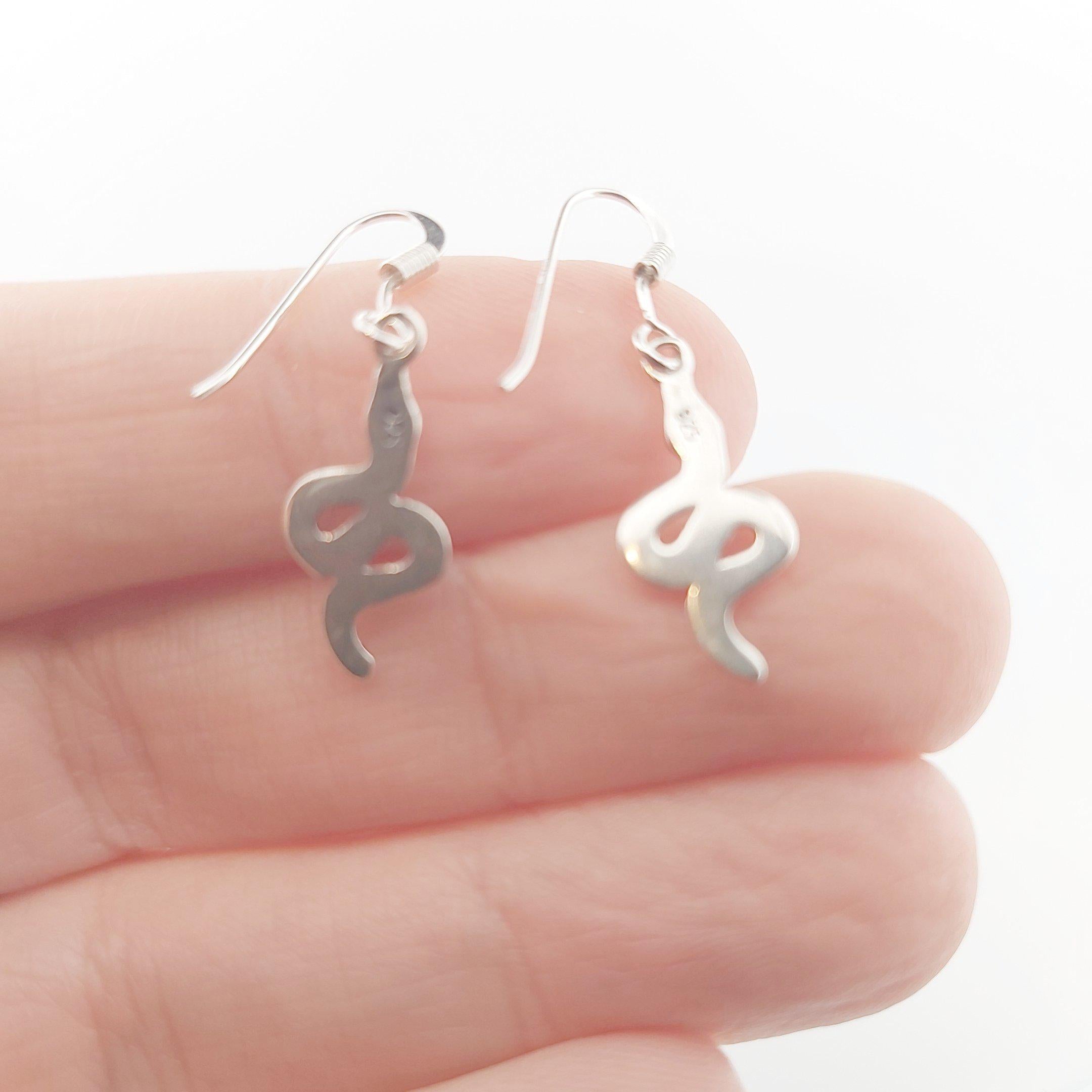 Sterling Silver Snake Earrings: Greek Mythology Serpent Dangle