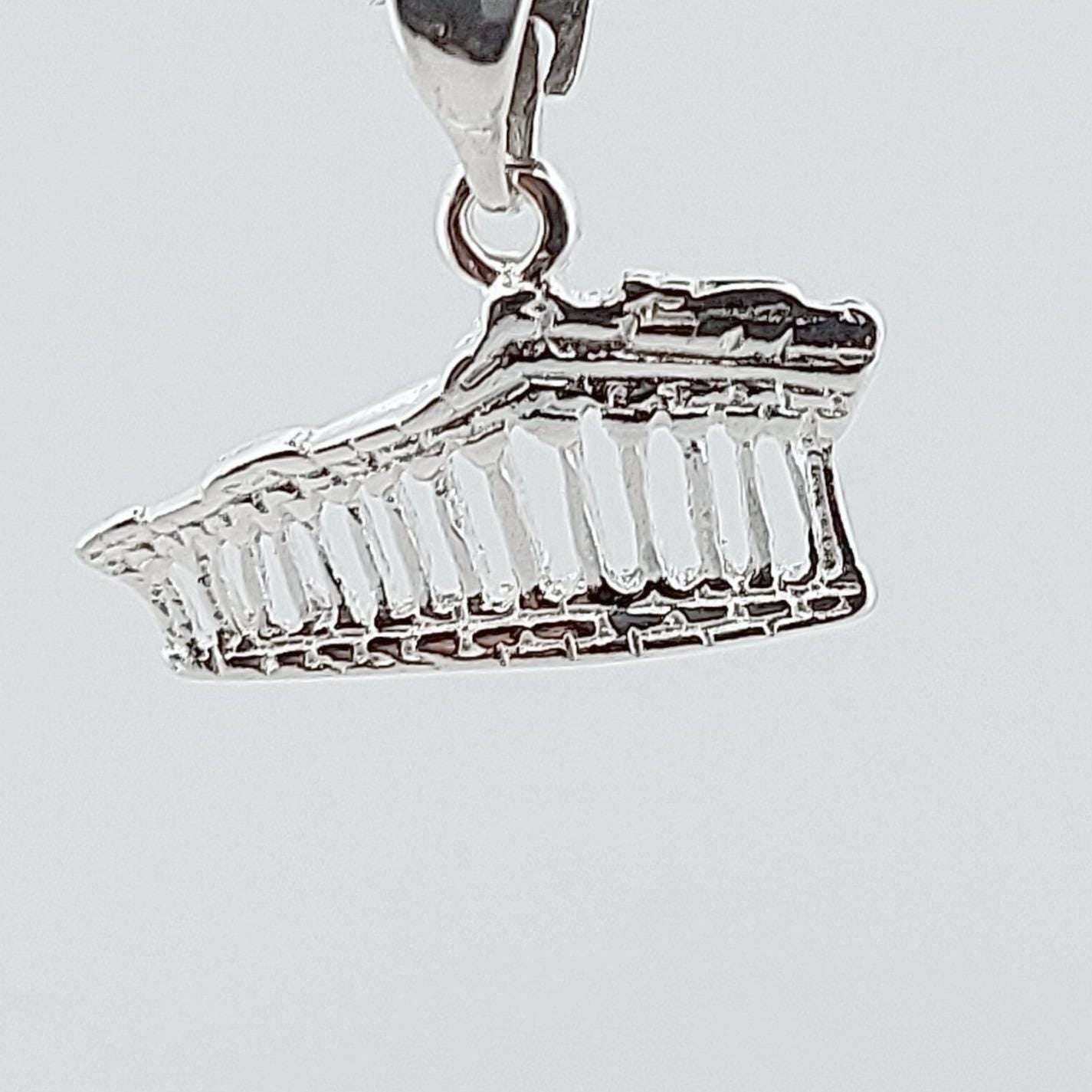 Greek Parthenon Silver Charm Pendant, Ancient Acropolis Temple Design