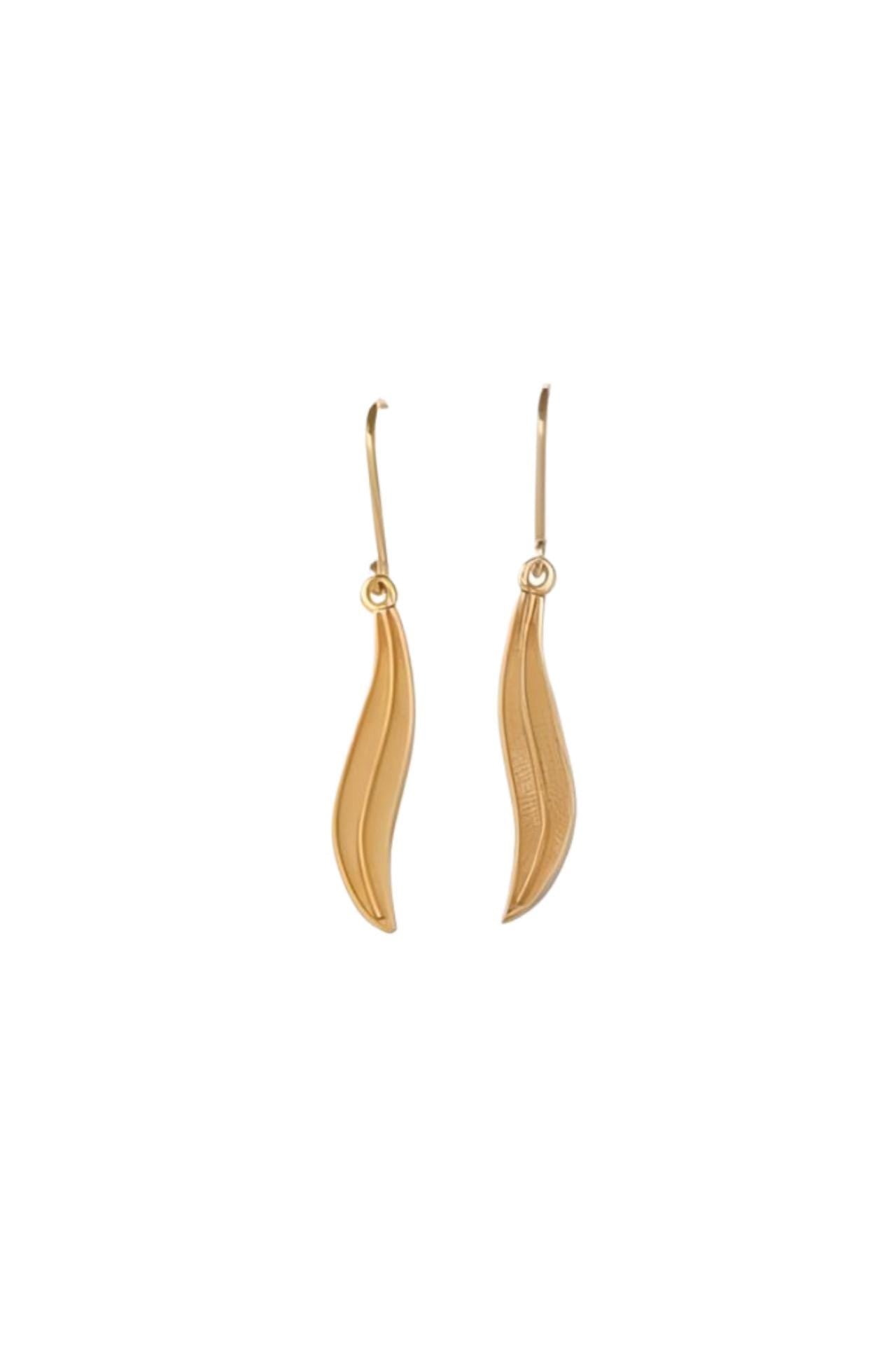Olive Leaf Dangle Earrings, Silver Gold Plated, Ancient Greek Motif Inspired