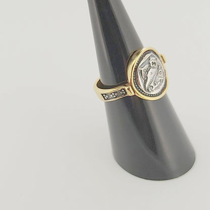 Athena's Owl Ring, Silver Gold Plated Greek Ancient Design Statement Ring
