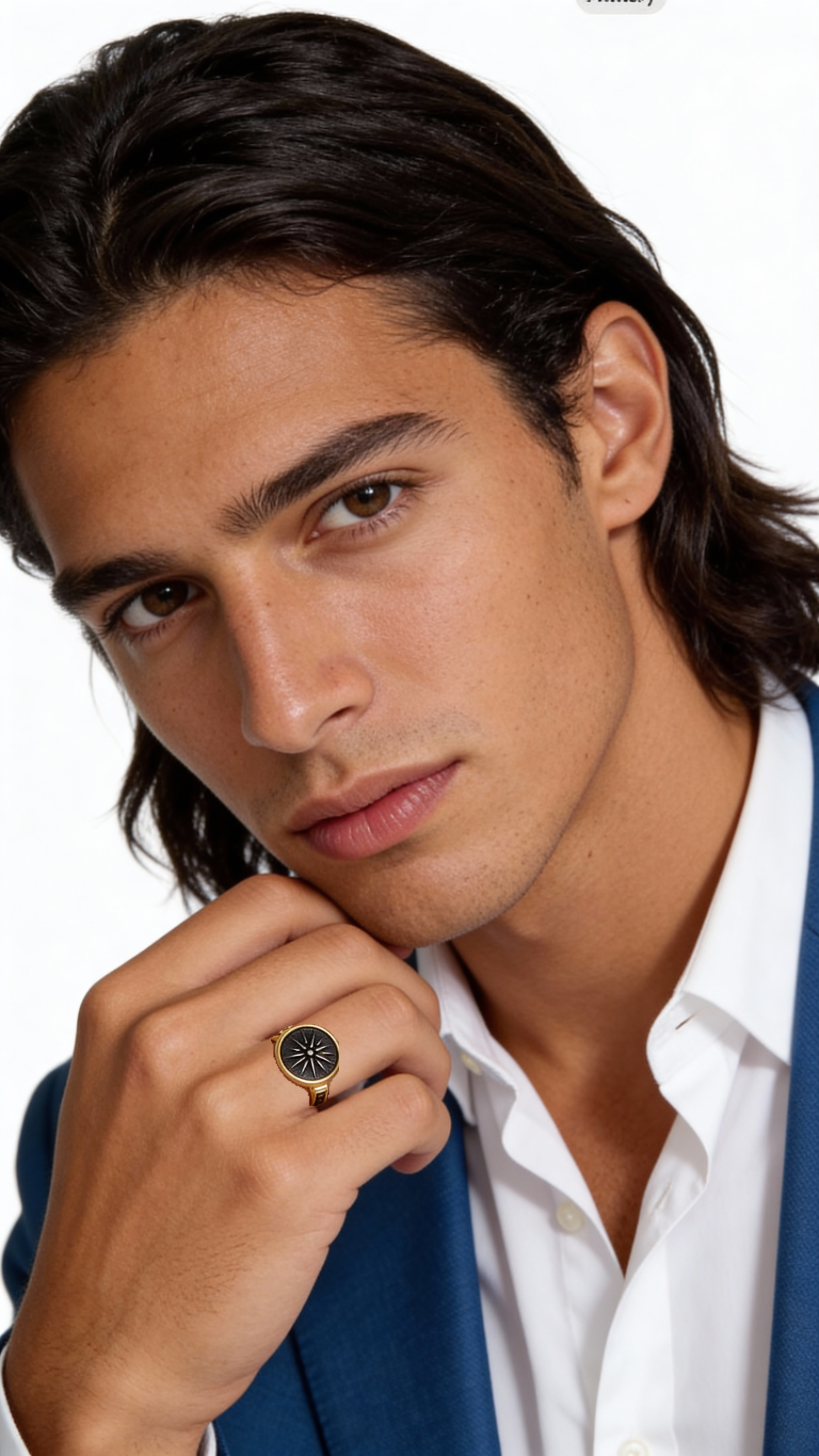 Macedonian Star Signet Ring, Silver Gold Plated, Greek Motif Design