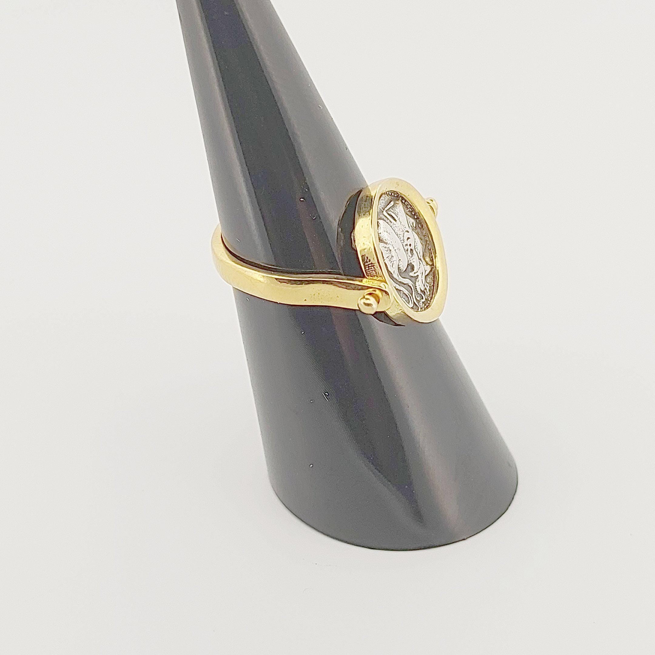 Goddess Athena Ring, Gold Plated Statement Coin Ring