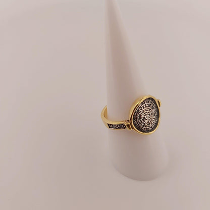 Phaistos Disc Ring, Gold Plated Ancient Greek Design, Statement Ring