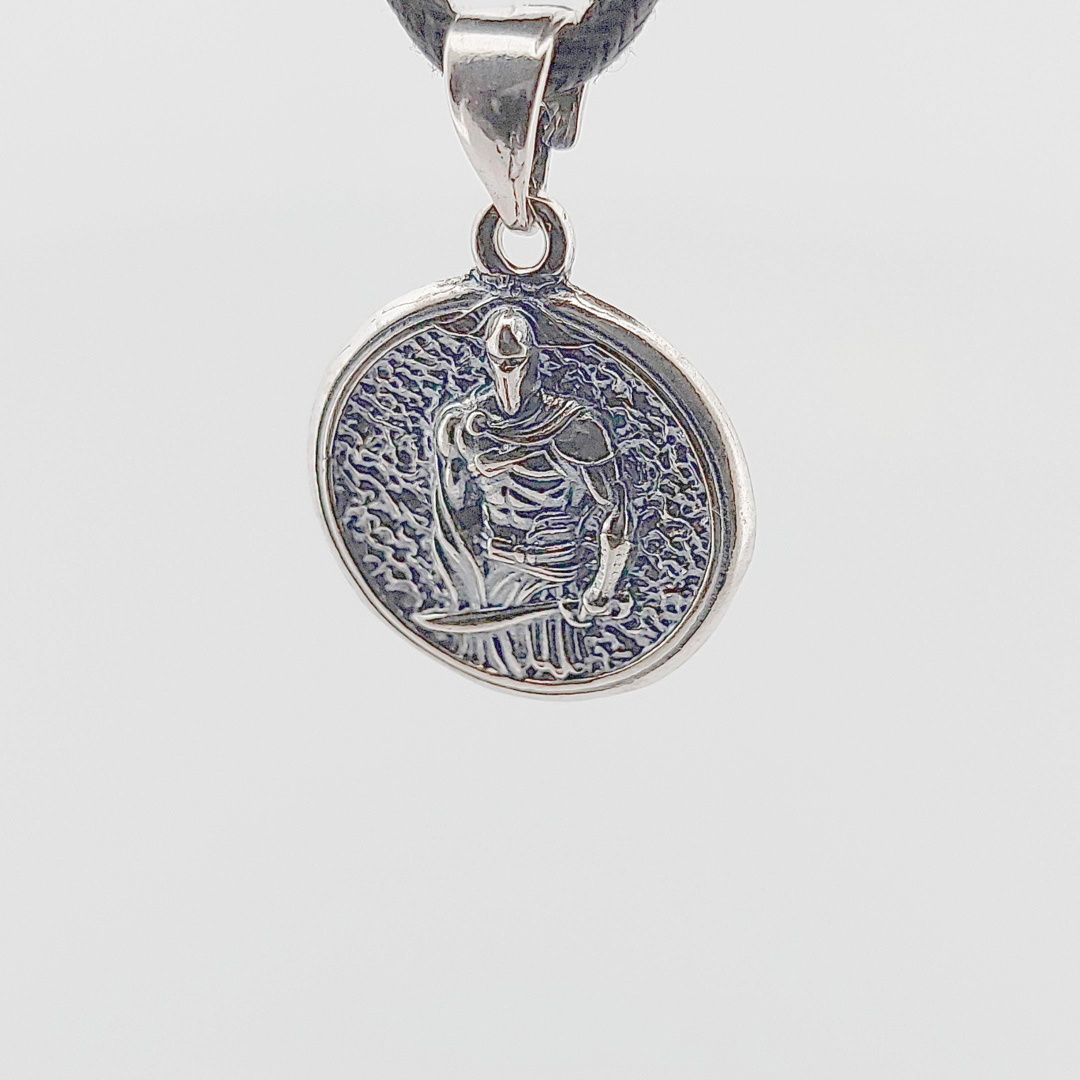 Leonidas Spartan Warrior Sterling Silver Medallion Pendant, Ancient Greek King Design