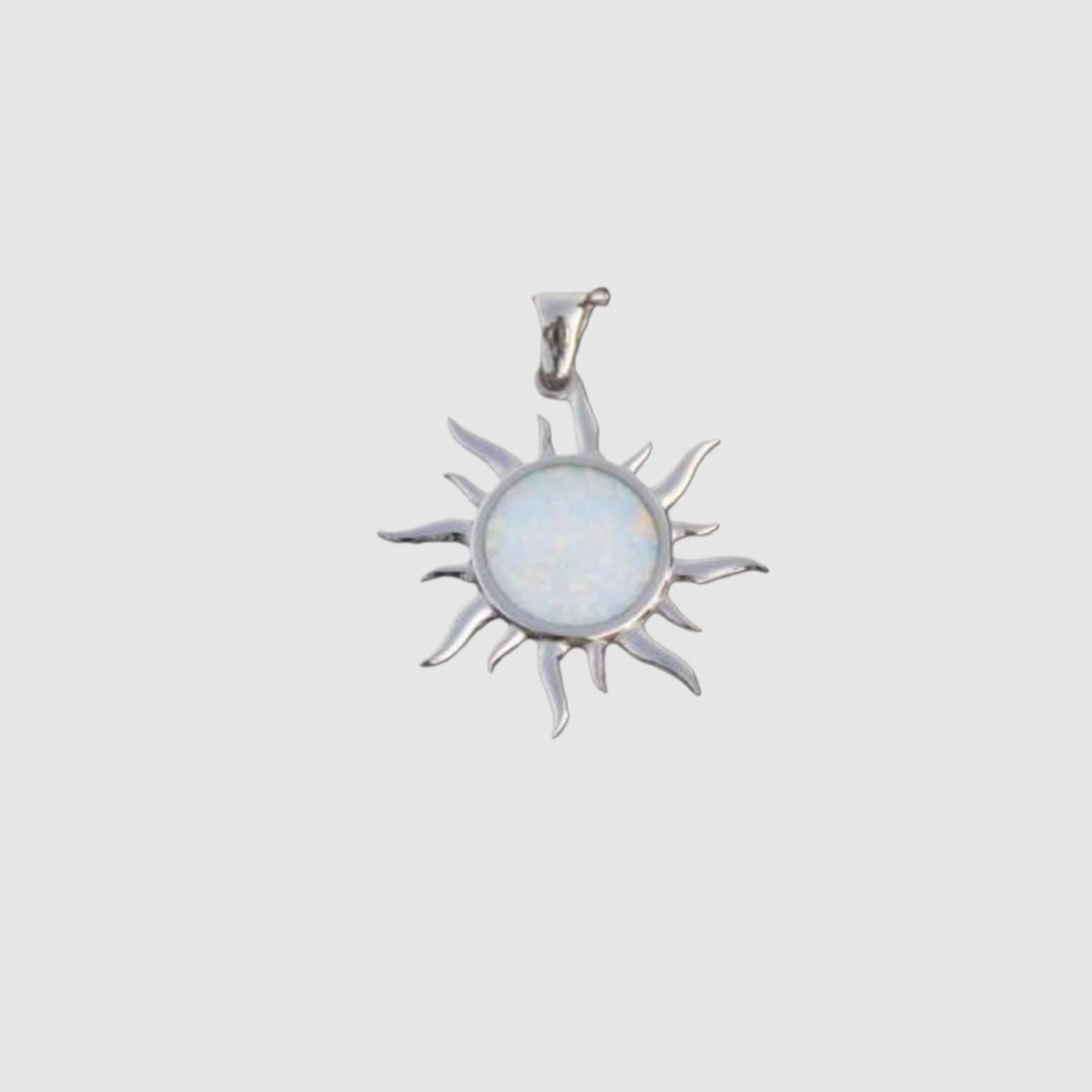 Sterling Silver Sun Pendant: White Opal Inlay, Greek Inspired