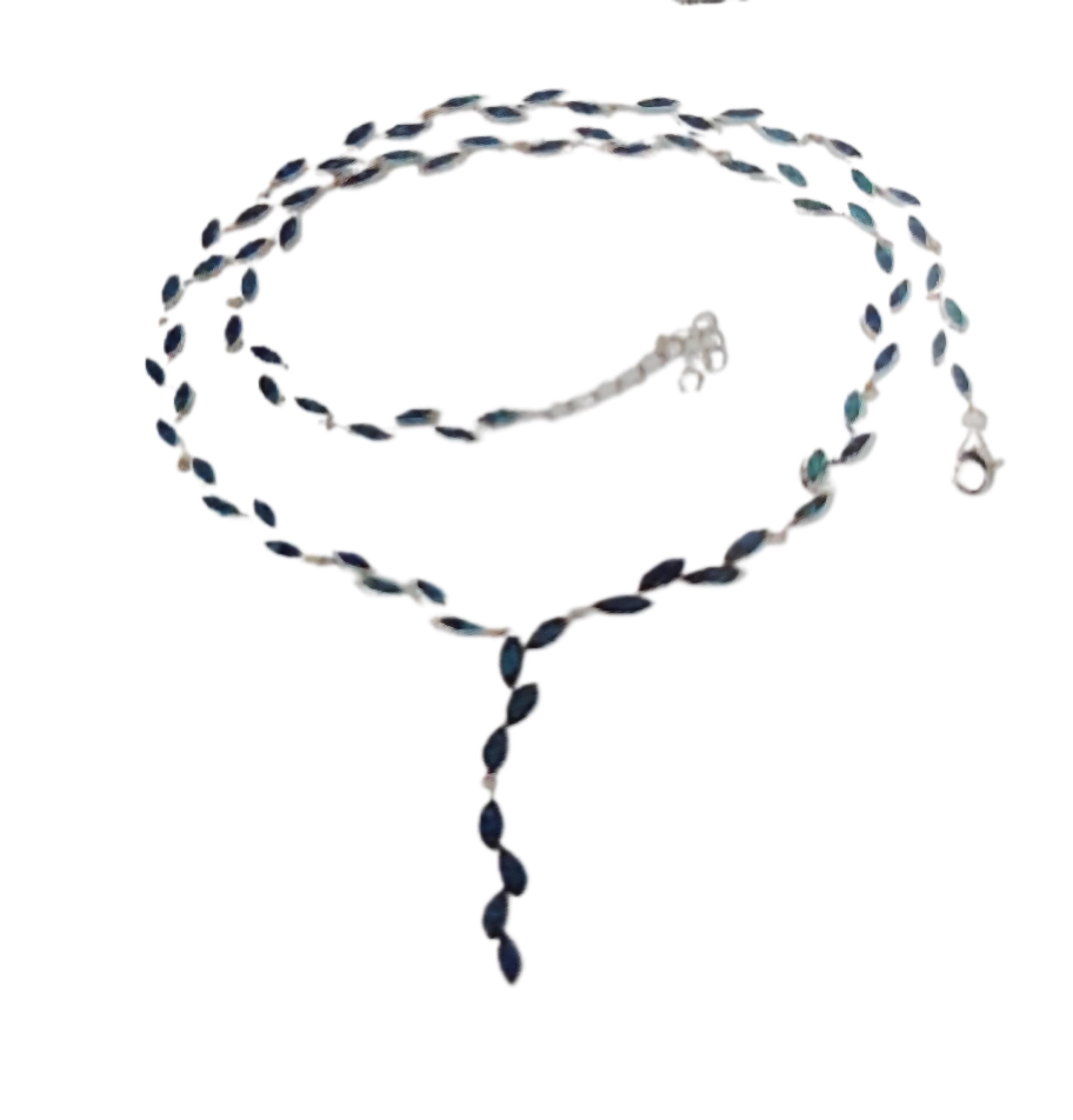 Blue Opal Olive Leaf Necklace: Sterling Silver Greek Jewelry