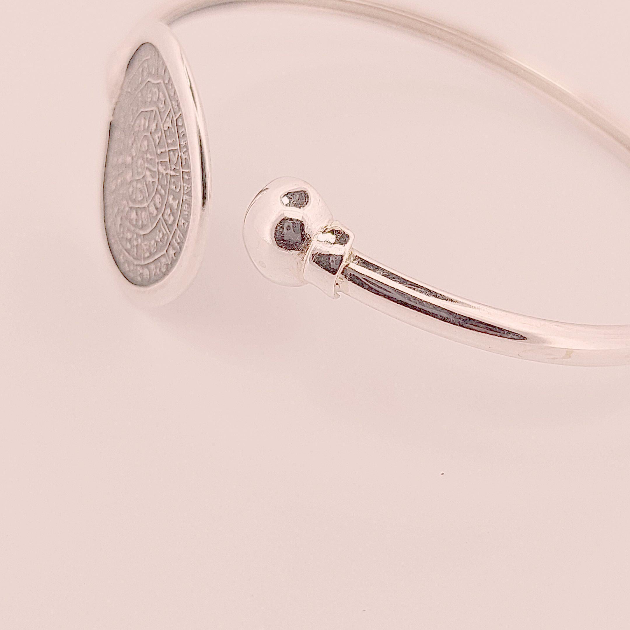 Sterling Silver Phaistos Disc Bracelet: Ancient Minoan Design