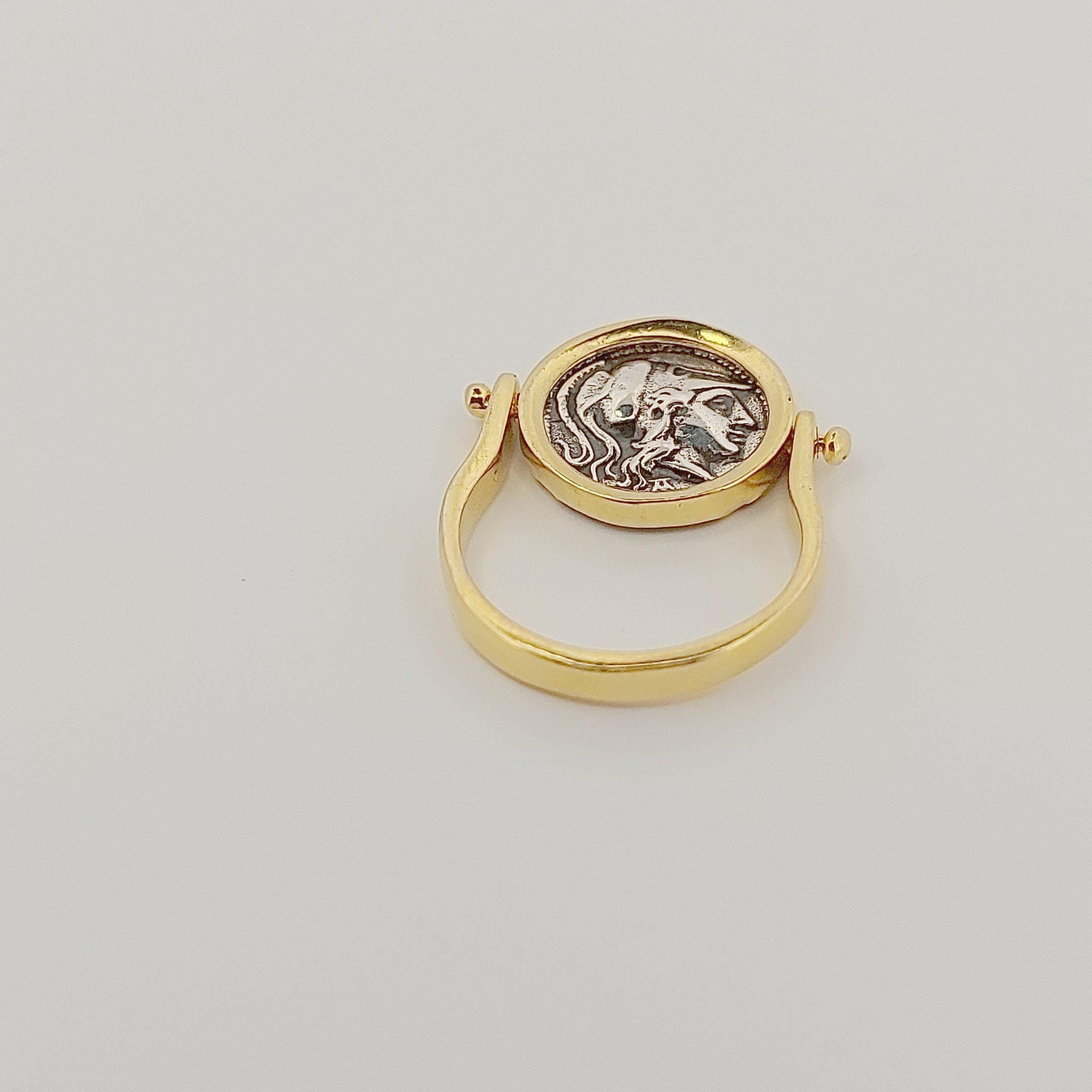 Goddess Athena Ring, Gold Plated Statement Coin Ring