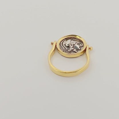 Goddess Athena Ring, Gold Plated Statement Coin Ring
