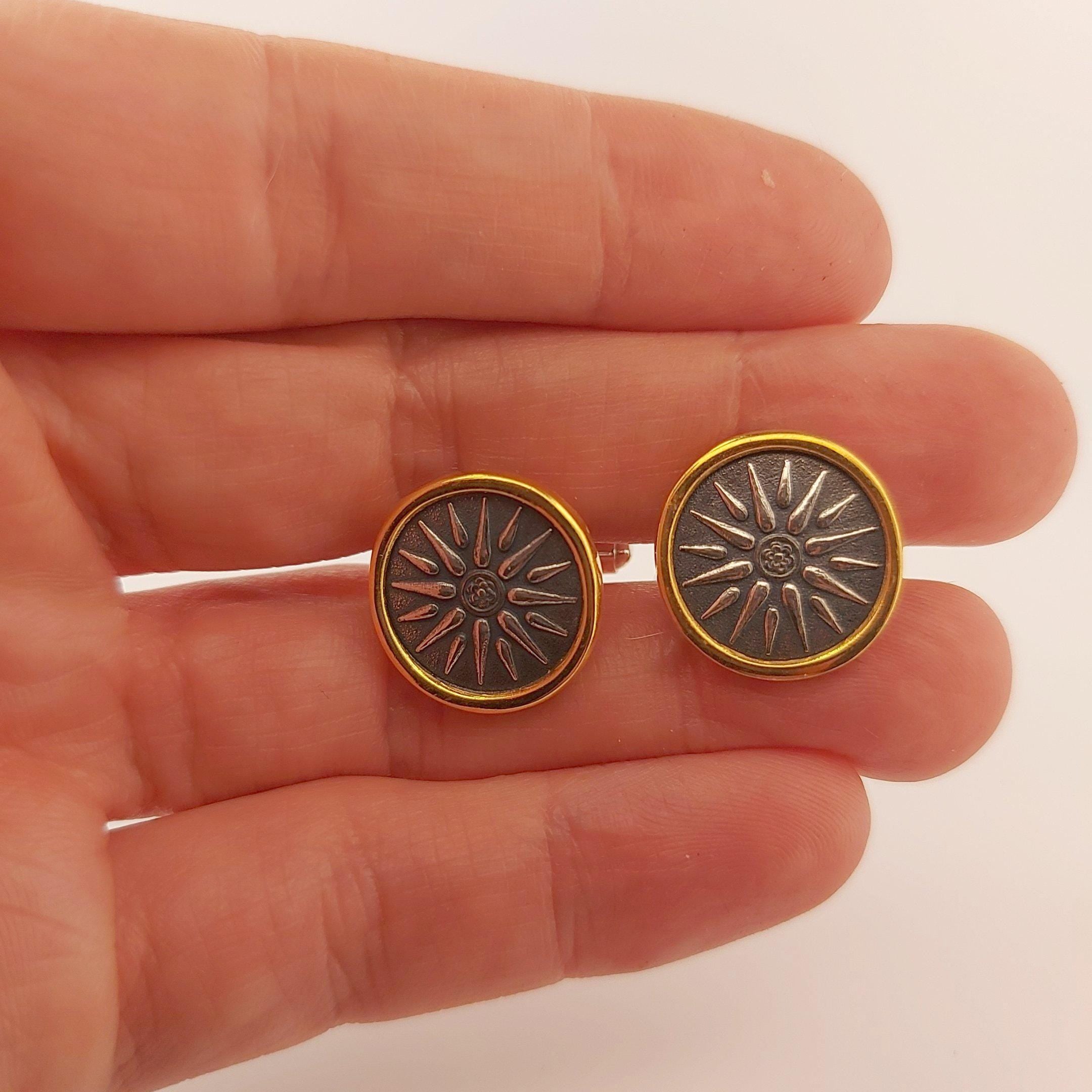 Vergina Sun Cufflinks: Gold & Silver Macedonian Star Cufflinks