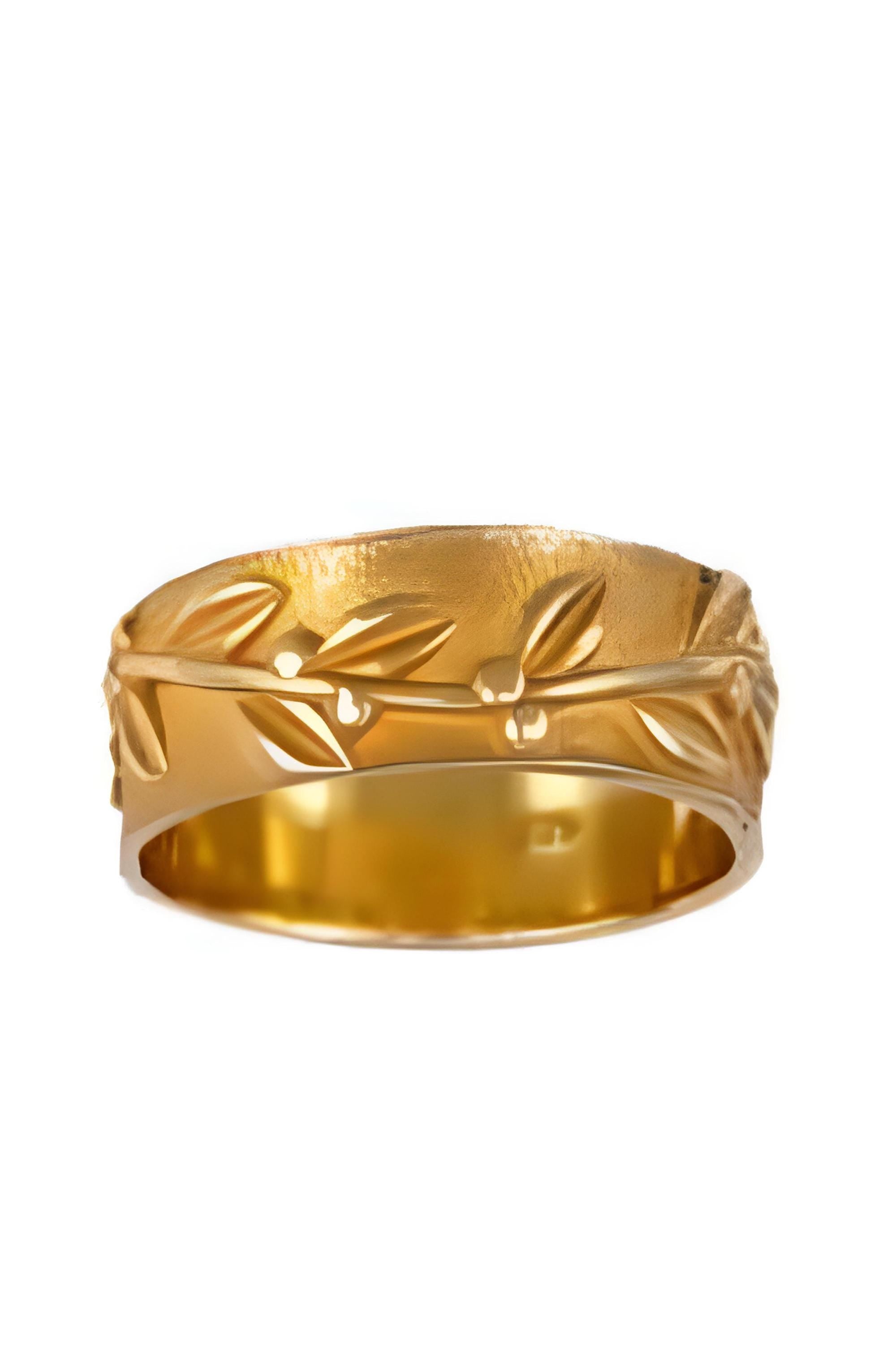 Gold Plated Adjustable Leaf Ring, Greek History Inspired Statement Ring, Ancient Motif