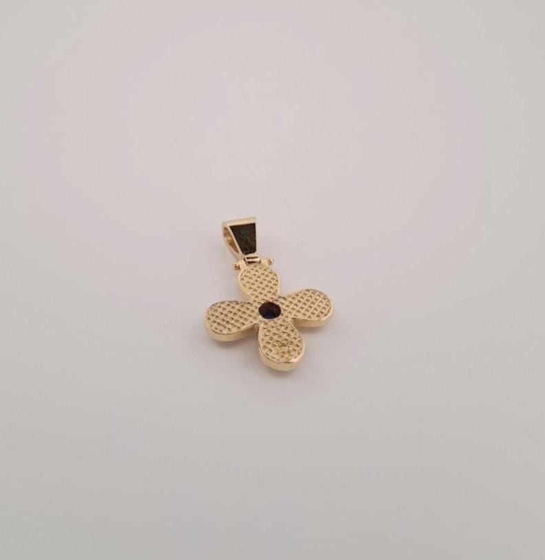 Gold Plated Cross Pendant – Byzantine Engraved Gemstone Necklace with Scroll Motif