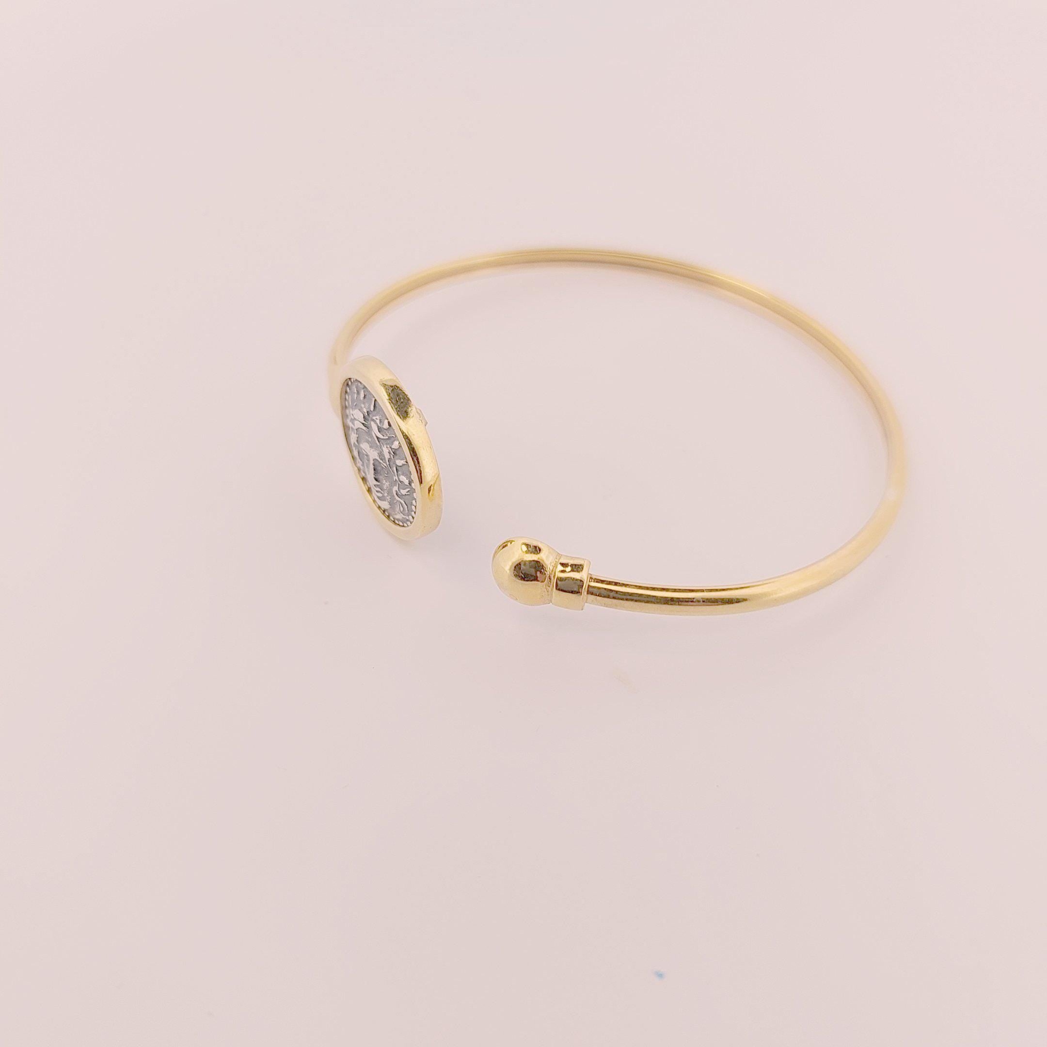 Medusa Bracelet, Silver Gold Plated, Greek Mythology Bangle, Statement Cuff, Mythical Bangle Jewelry