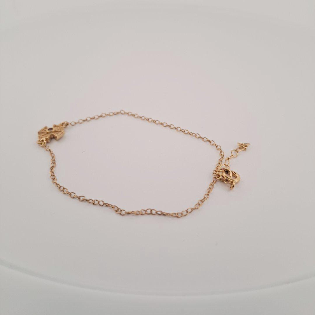 Byzantine Cross Bracelet - Gold Plated Sterling Silver Chain With Red Ruby Gemstone