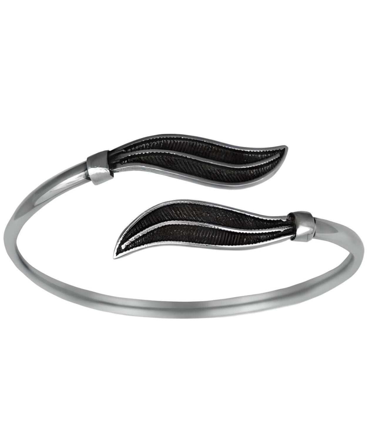 Gold Plated Olive Leaf Bangle Bracelet: Greek Inspired Design