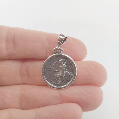 Ancient Greek Coin Alexander the Great Sterling Silver 925 Pendant