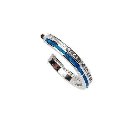 Blue Opal Sterling Silver Hoop Earrings: Greek Artisan Jewelry