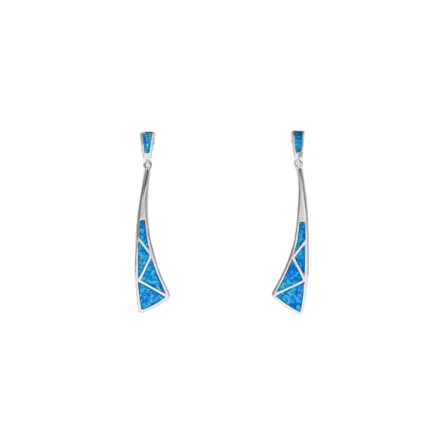 Blue Opal Dangle Earrings: Sterling Silver Greek Jewelry