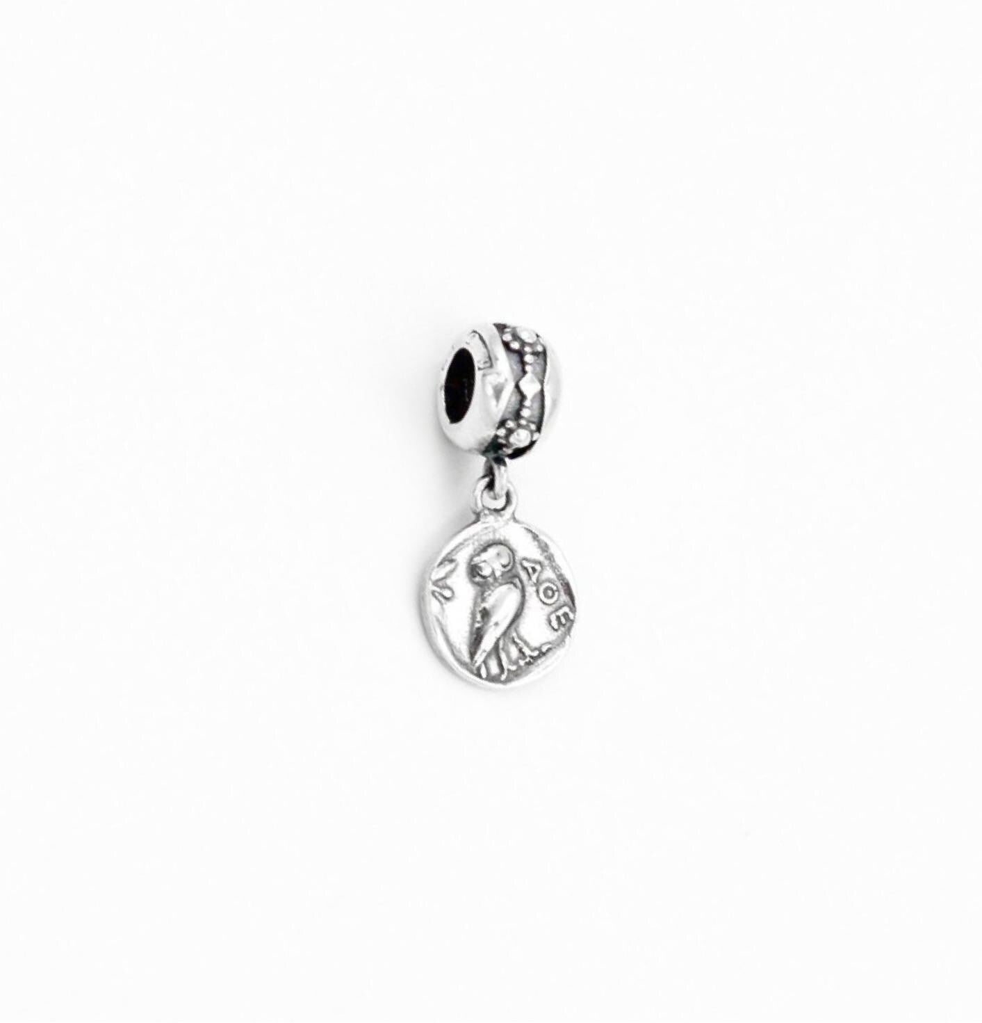 Athena Greek Goddess Charm, Silver Medallion Pendant, Fits Pandora Bracelets