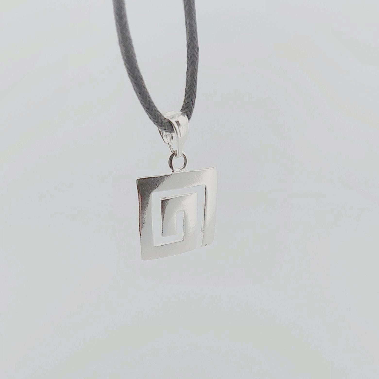 Sterling Silver Greek Key Pendant Necklace: Ancient Meander Motif