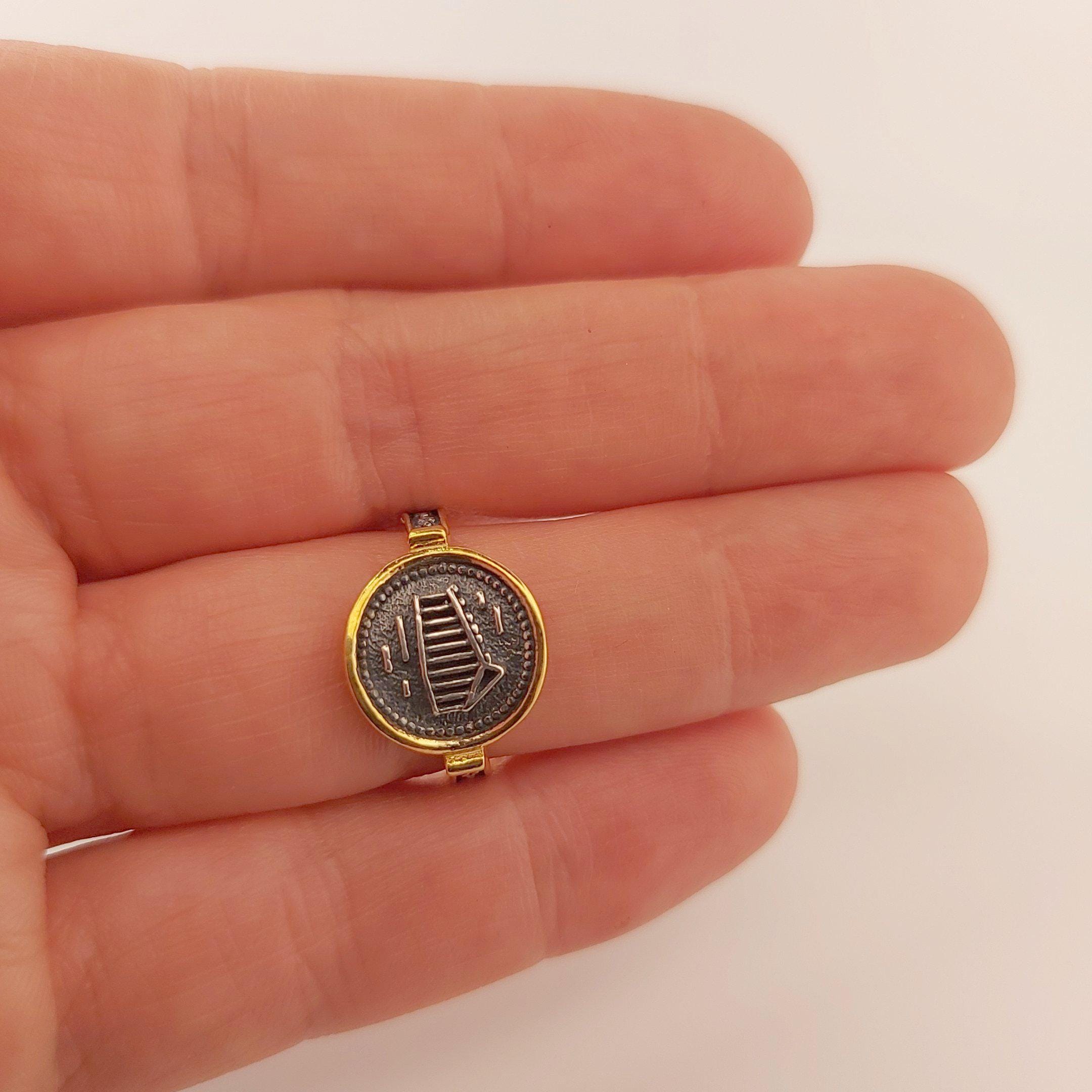 Parthenon Temple Ring, Silver Gold Plated, Acropolis Design, Statement Ring