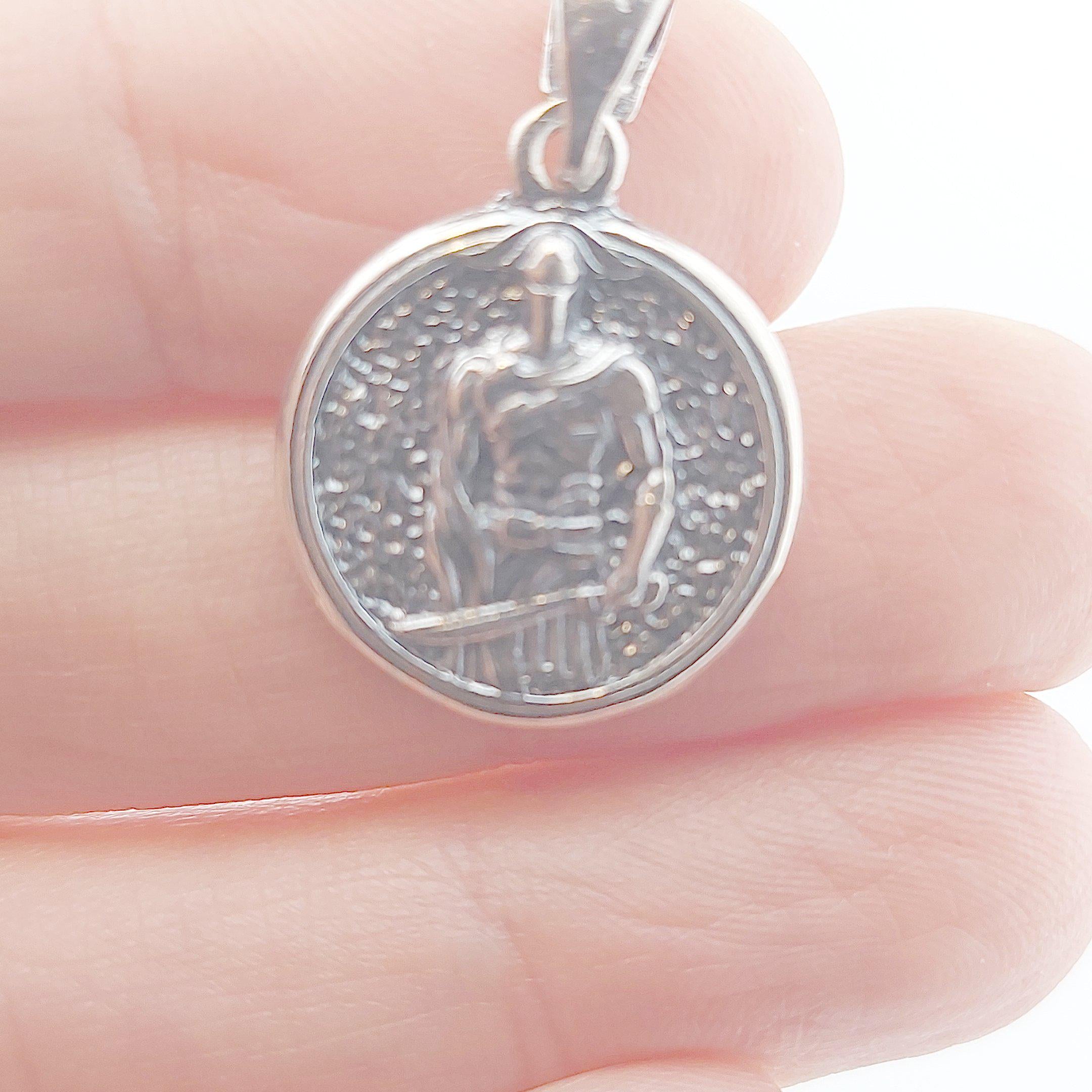 Leonidas Spartan Warrior Sterling Silver Medallion Pendant, Ancient Greek King Design