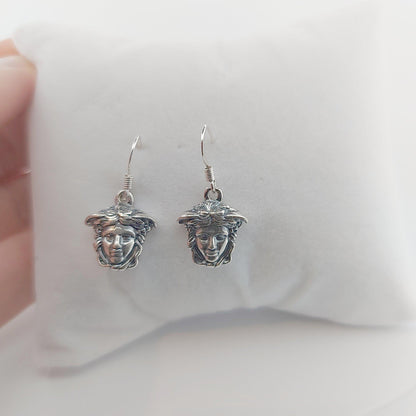 Sterling Silver Medusa Dangle Earrings: Greek Mythology Jewelry