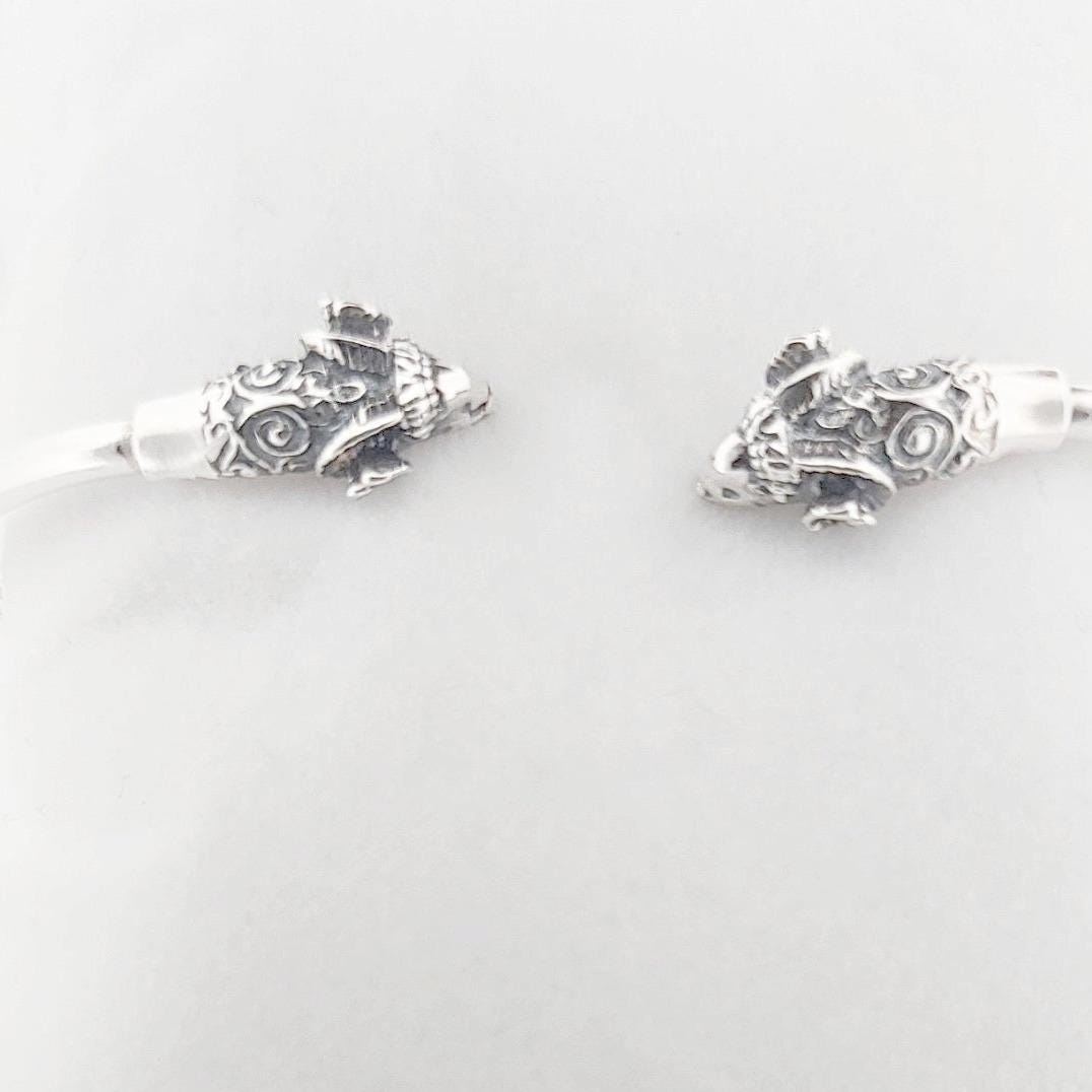 Ram head silver bangle bracelet