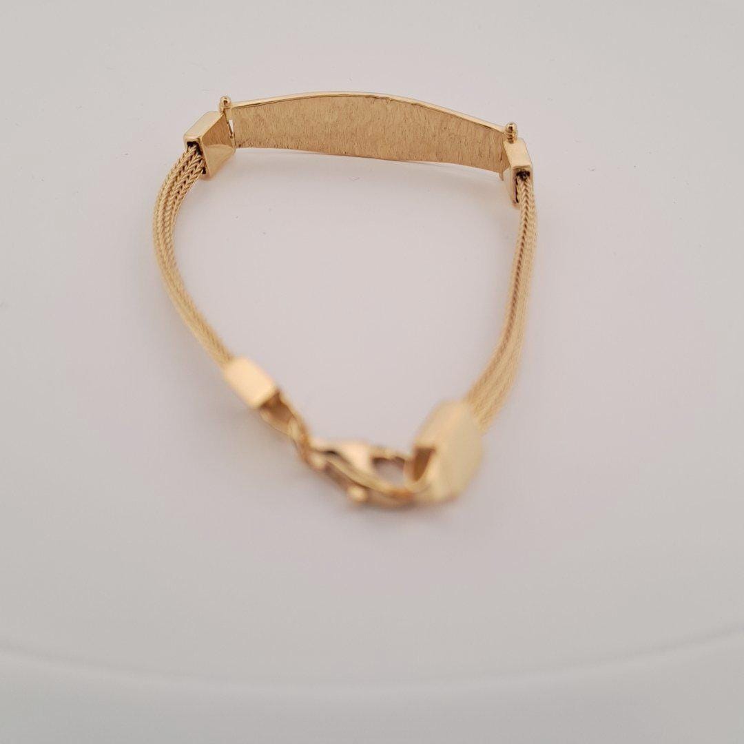 Gold Plated Bracelet – Sterling Silver Byzantine Woven Chain With Greek Key Motif