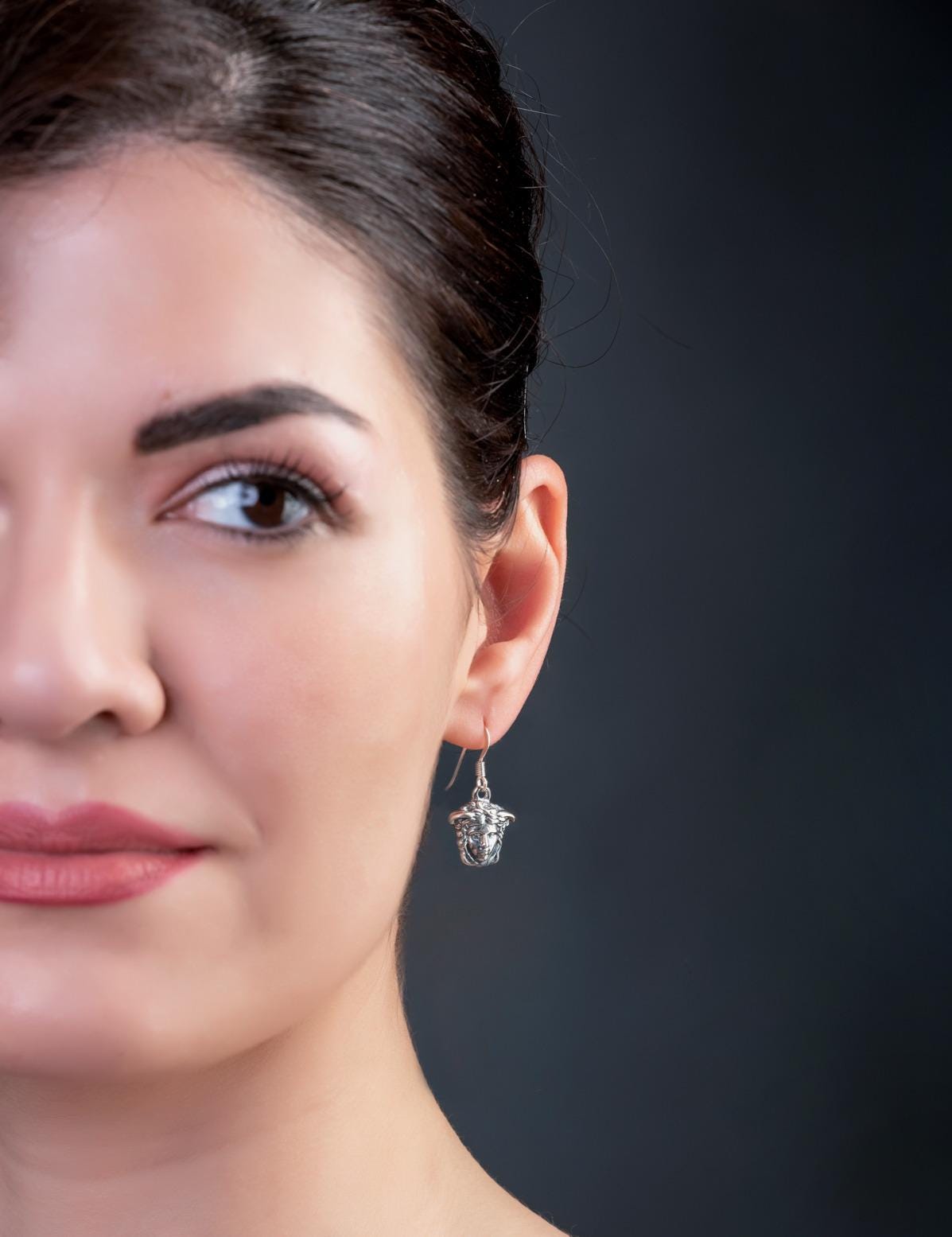 Sterling Silver Medusa Dangle Earrings: Greek Mythology Jewelry