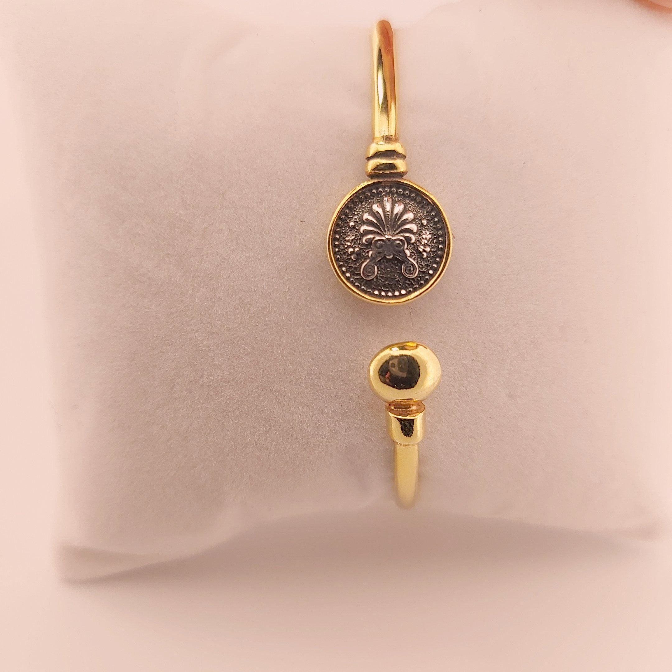 Gold Plated Sterling Silver Antefix Bracelet: Greek Architecture Design