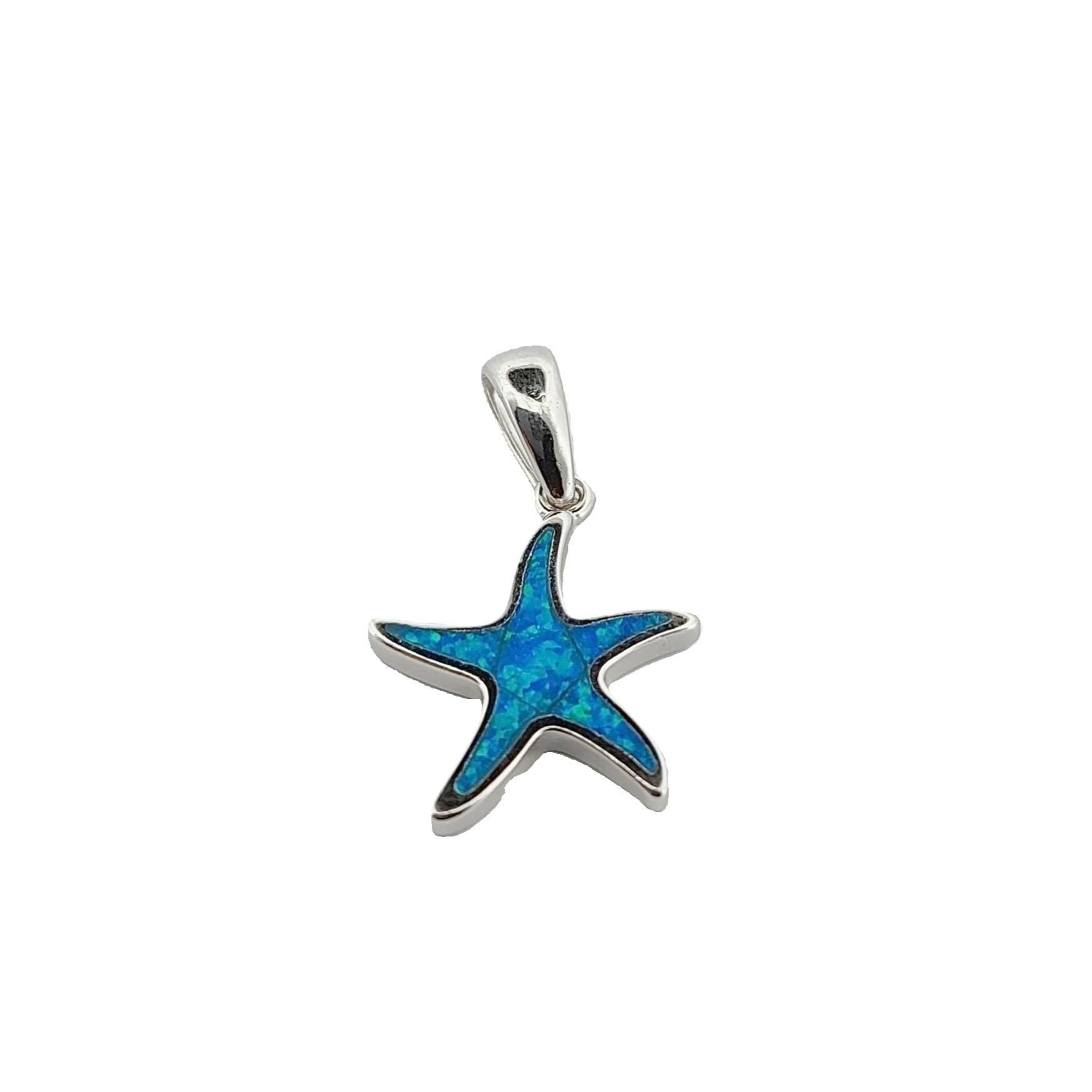 Sterling Silver 925 Blue Opal Starfish Pendant