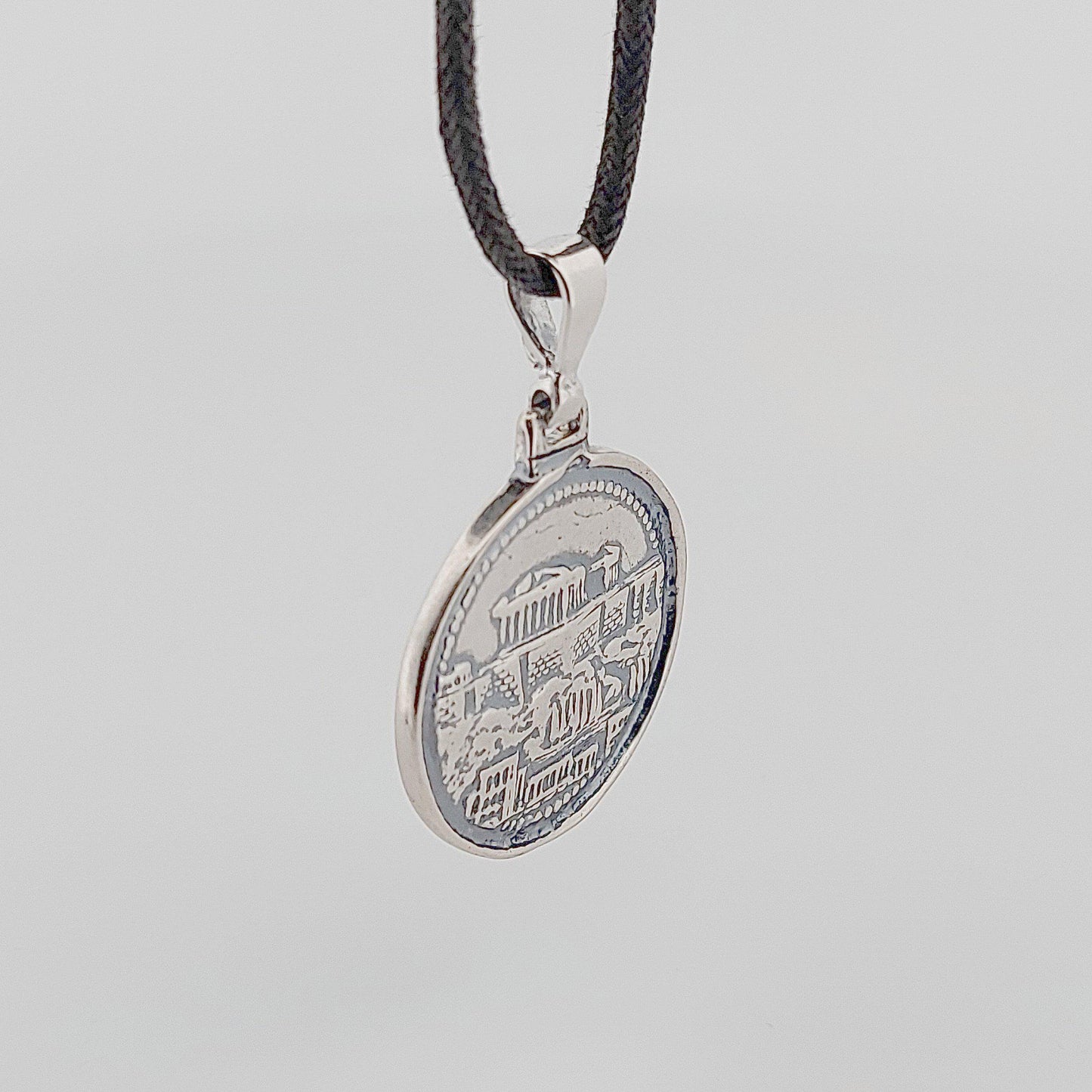 Double-Sided Silver Pendant: Acropolis Parthenon & Athenian Owl