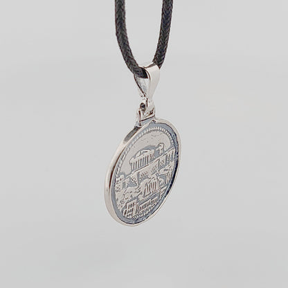 Double-Sided Silver Pendant: Acropolis Parthenon & Athenian Owl