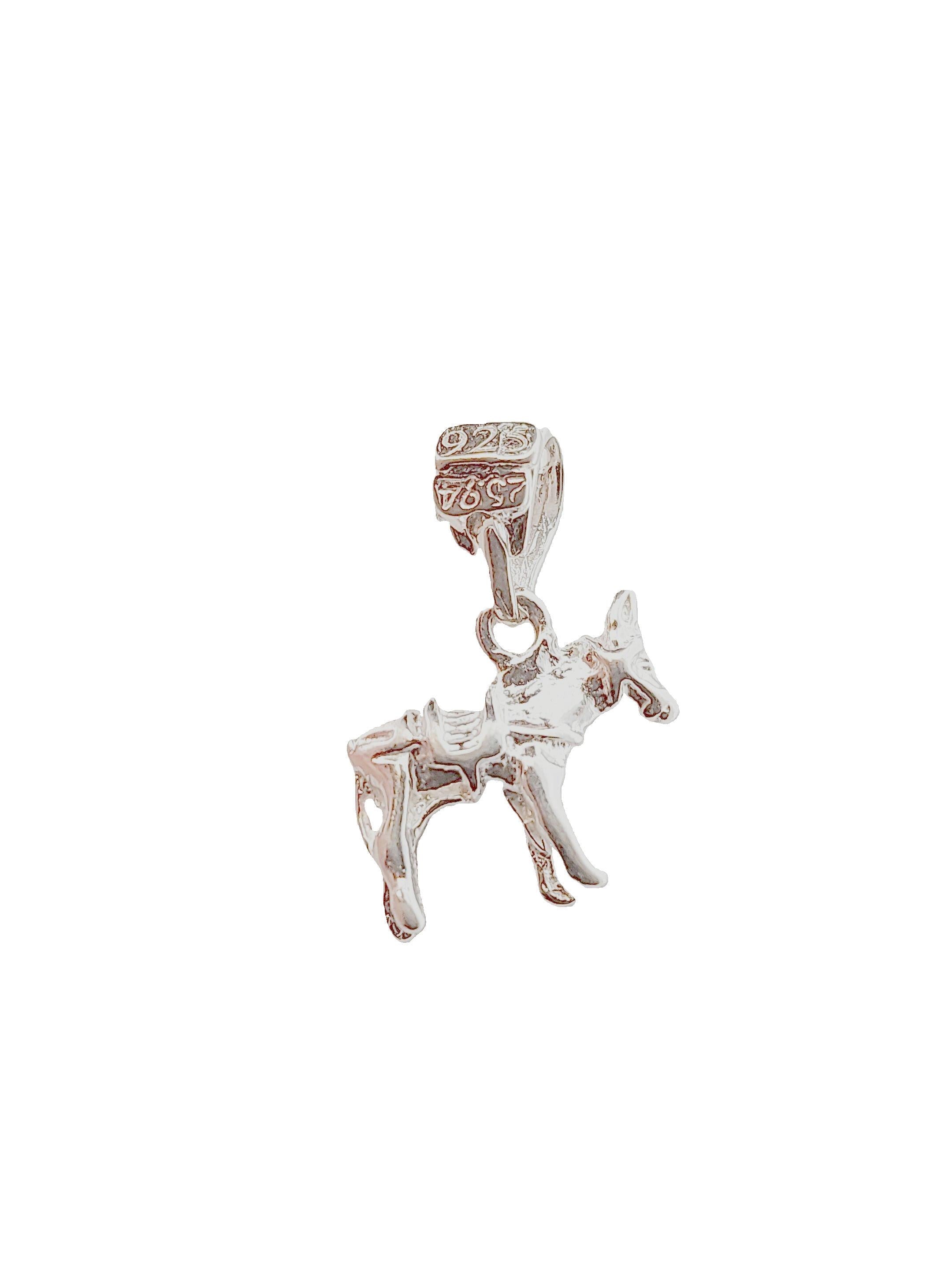 Sterling Silver Greek Donkey Pendant: 925 Mule Charm