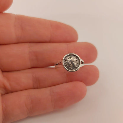 Alexander the Great Ring, Silver Ring with Greek History Coin Design