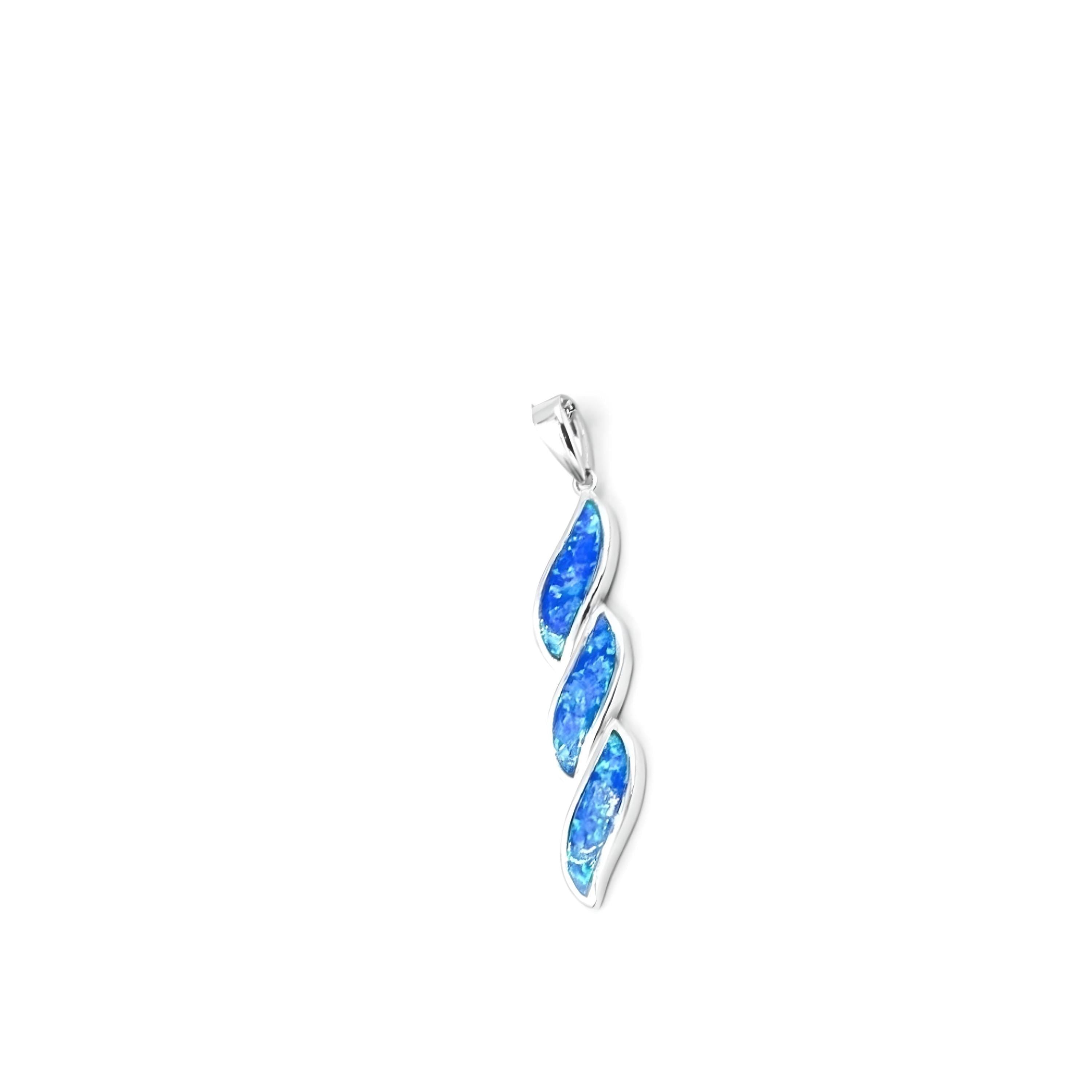 Blue Opal Leaf Pendant, Leaf charm Inspired by Greek Design