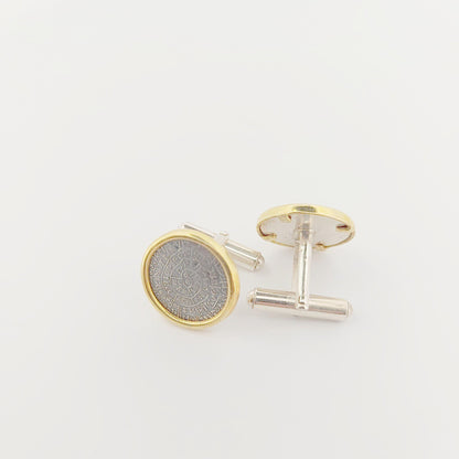 Phaistos Disc Cufflinks: Silver & Gold Plated Minoan Design
