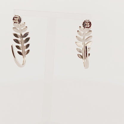 Opal Inlay Olive Leaf Hoop Earrings: 925 Sterling Silver, Greek Design