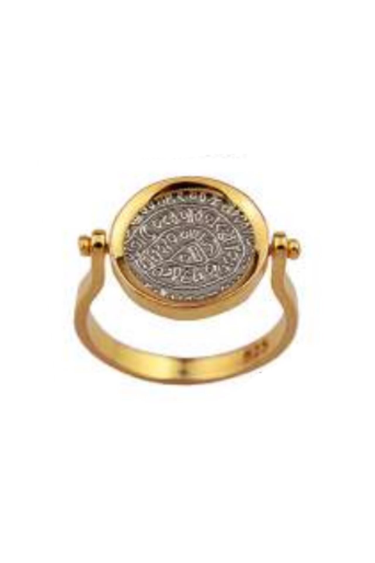 Phaistos Disc Ring, Gold Plated Ancient Greek Design, Statement Ring