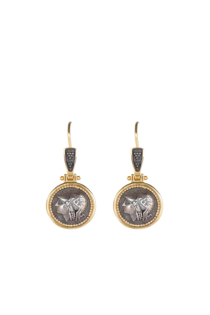 Athena Coin Dangle Earrings: Gold-Plated Greek Jewelry