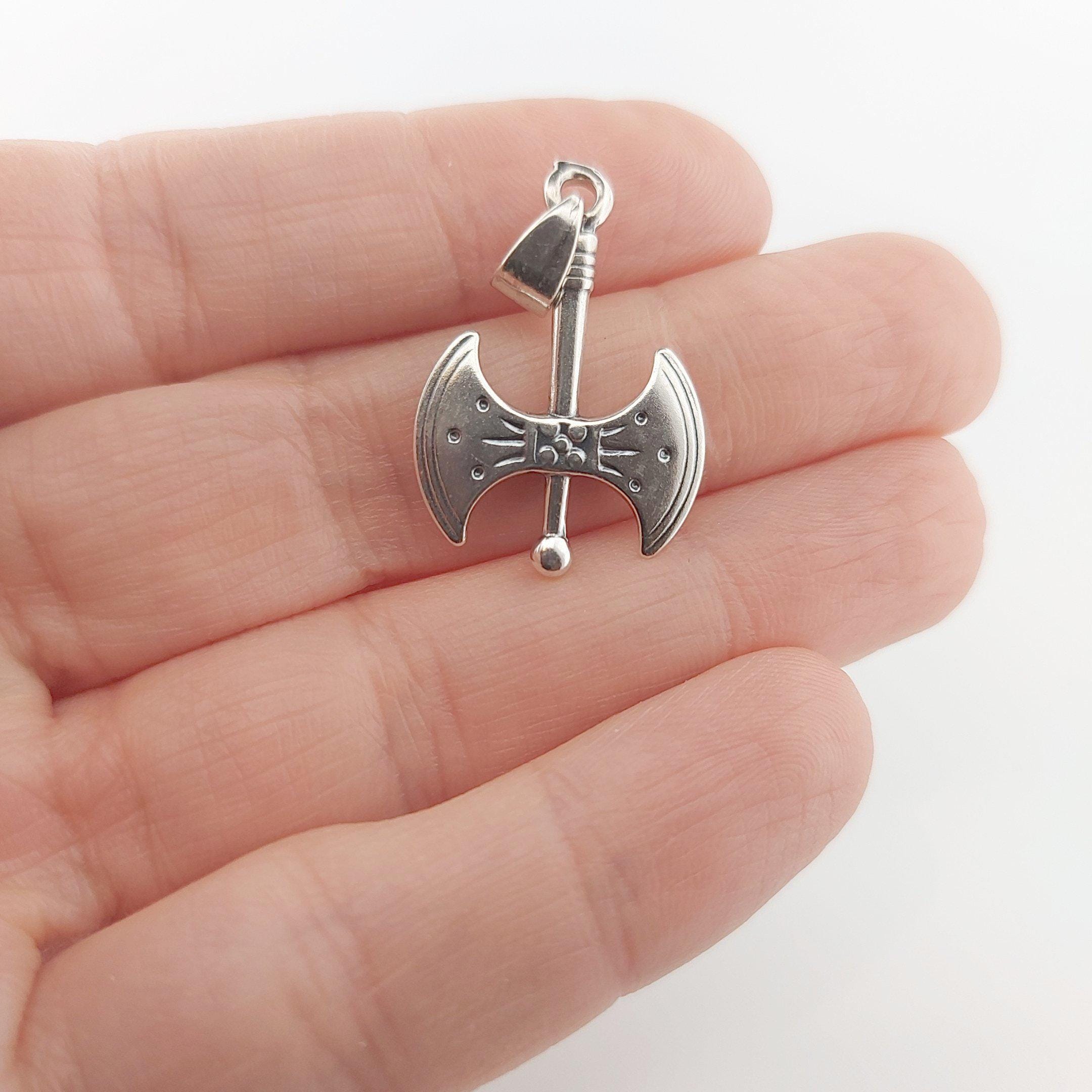 Silver Double Axe Minoan Style Pendant, Ancient Greek Design